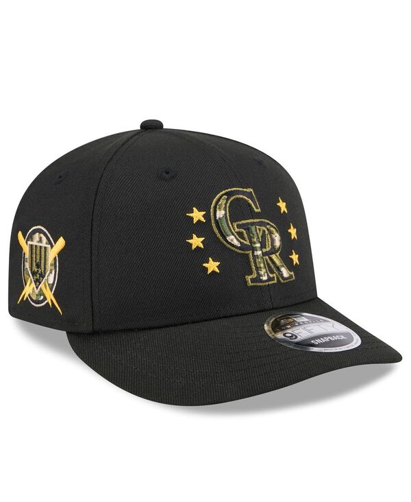 ニューエラ メンズ アクセサリー 帽子 New Era Men's Black Colorado Rockies 2024 Armed Forces Day Low Profile 9FIFTY Snapback Hat Black ブラック｜ReVida 店