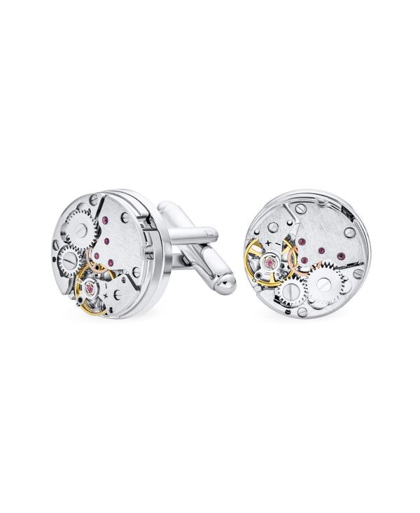 ブリング メンズ 佩び物 カフスリンク プルオーバー 踵 Bling Jewelry Mechanic Steam Moving Gears Wheel Solid Shirt Cufflinks Two Tone Stainless Steel Hinge Bullet Back Multi-color マルチ色合い