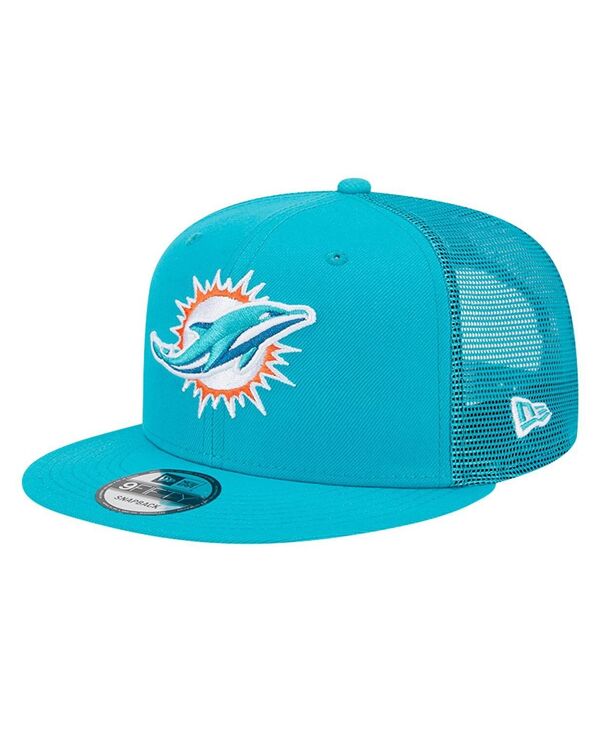ニューエラ メンズ アクセサリー 帽子 New Era Men's Aqua Miami Dolphins Main Trucker 9FIFTY Snapback Hat Aqua アクア｜ReVida 店 9,926円