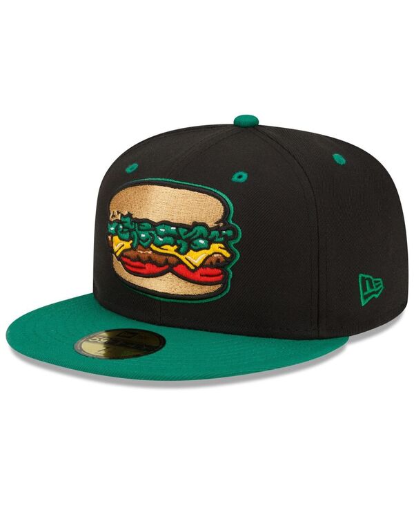 ニューエラ メンズ アクセサリー 帽子 New Era Men's Black Albuquerque Isotopes Green Chile Cheeseburgers Theme Night 59FIFTY Fitted Hat Black ブラック