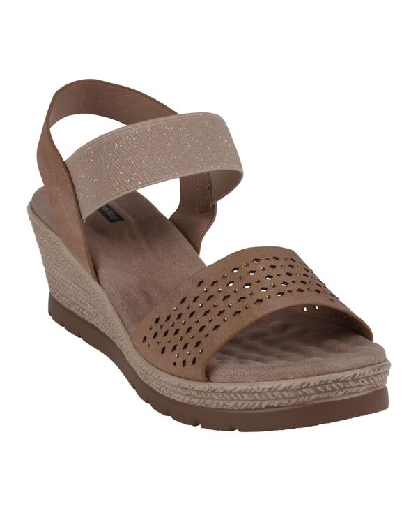 ジーシーシューズ レディース シューズ サンダル GC Shoes Women's Bane Embellished Elastic Double Band Wedge Sandals Natural