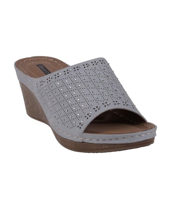 ジーシーシューズ レディース シューズ サンダル GC Shoes Women's Atlanta Studded Comfort Wedge Sandals Blue ブルー