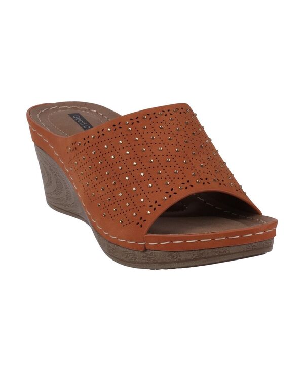 ジーシーシューズ レディース シューズ サンダル GC Shoes Women's Atlanta Studded Comfort Wedge Sandals Orange オレンジ