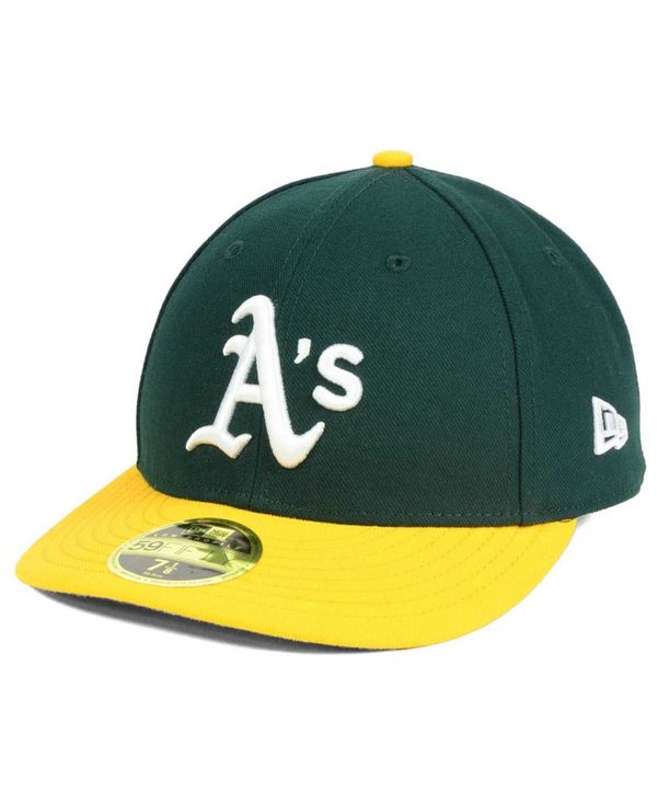 ニューエラ メンズ アクセサリー 帽子 キャップ New Era Oakland Athletics Low Profile AC Performance 59FIFTY Cap Green/Yellow イエロー|ReVida 店