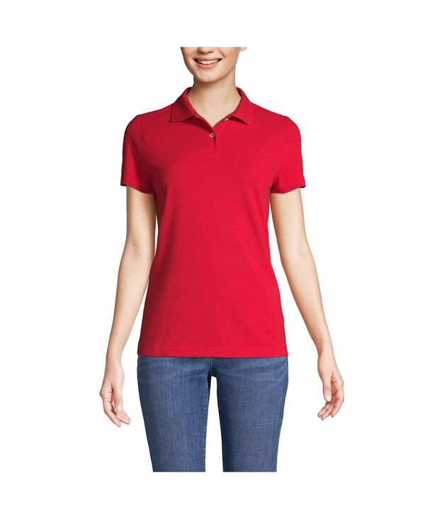 ランズエンド レディース トップス シャツ ポロシャツ メッシュ Lands' End Women's School Uniform Short Sleeve Basic Mesh Polo Shirt Rich red レッド