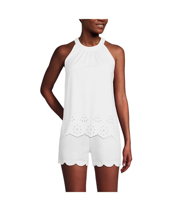 ランズエンド レディース トップス シャツ ジャージー Lands' End Women's Lightweight Jersey Eyelet Tank Top White ホワイト｜ReVida 店