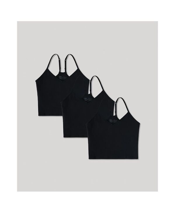 パクト レディース トップス シャツ クロップド Pact Women's Everyday Shelf Bra Cropped Camisole 3-Pack Black ブラック｜ReVida 店