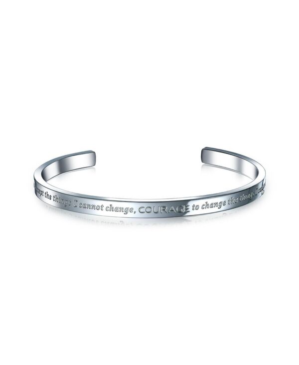 ブリング メンズ アクセサリー ブレスレット・バングル・アンクレット Tシャツ Bling Jewelry Inspirational Message Quotable Religious Mantra Stackable Serenity Prayer Cuff Bracelet For Women Stainless Steel Grey グレー｜ReVida 店