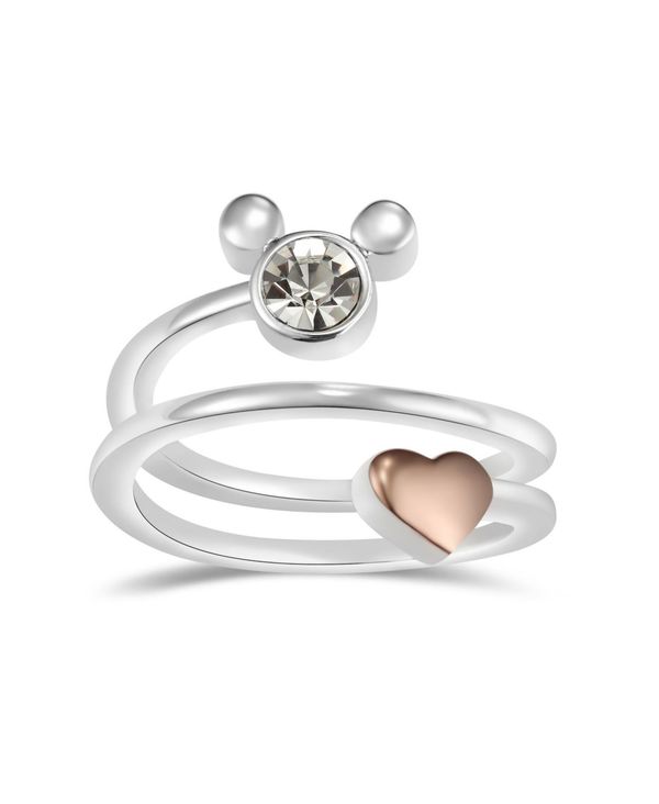 海外輸入 楽天市場 ディズニー レディース リング アクセサリー Crystal Mickey Mouse Head With Heart Bypass Ring Two Tone Rose Gold Plated Revida 楽天市場店 偉大な Www Kioskogaleria Com