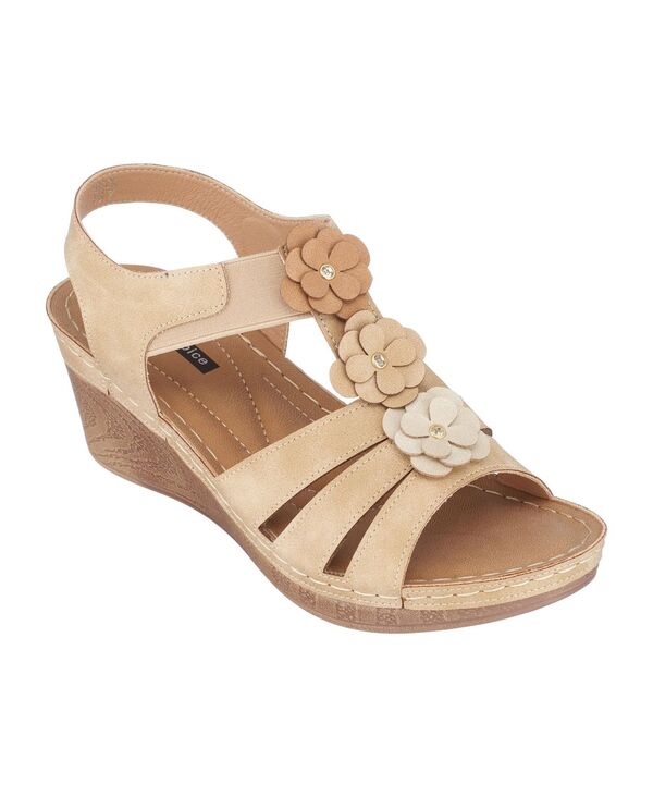 ジーシーシューズ レディース シューズ サンダル GC Shoes Women's Beck Flower Detail Wedge Sandals Natural
