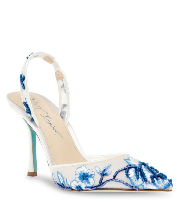 ベッツィジョンソン レディース シューズ パンプス メッシュ 刺繍 Betsey Johnson Women's Patch Mesh Embroidered Evening Pumps Blue Floral ブルー 16,186円