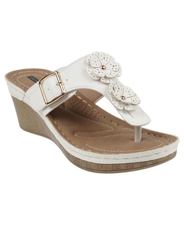ジーシーシューズ レディース シューズ サンダル GC Shoes Women's Narbonne Flower Wedge Sandals White ホワイト