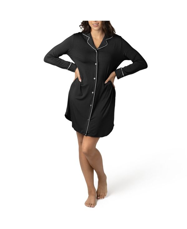 キンドリッド ブレイブリー レディース アンダーウェア ナイトウェア マタニティ Kindred Bravely Maternity Clea Long Sleeve Postpartum Nightgown Black ブラック|ReVida 店