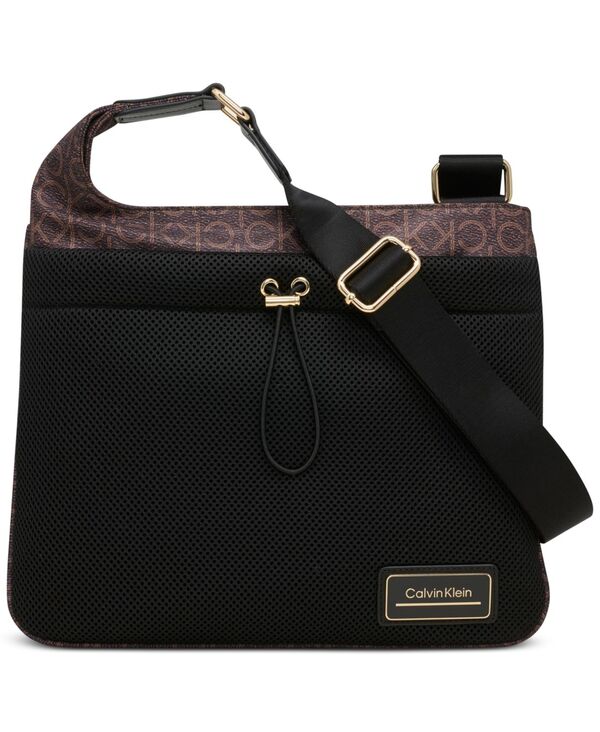 カルバンクライン レディース バッグ ショルダーバッグ ナイロン メッシュ Calvin Klein Jessie Mesh Pocket Nylon Crossbody Brown Khk ブラウン