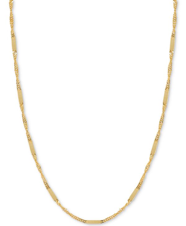 イタリアン ゴールド メンズ アクセサリー ネックレス・チョーカー・ペンダントトップ レース Italian Gold 18 Flat Bar Singapore Chain Necklace (1/3mm) in 14k Yellow Gold イエロー｜ReVida 店