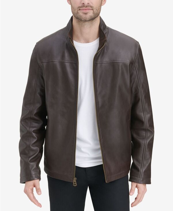 コールハーン メンズ アウター ジャケット・ブルゾン レザー ジャケット Cole Haan Men's Smooth Leather Jacket Brown ブラウン｜ReVida 店