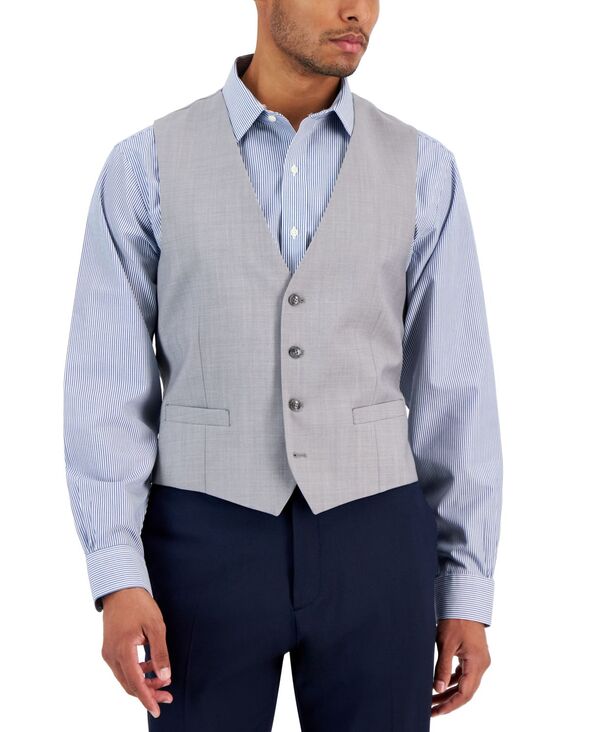 カルバンクライン メンズ トップス ベスト ウール Calvin Klein Men's Slim-Fit Wool Infinite Stretch Suit Vest Light Grey グレー|ReVida 店