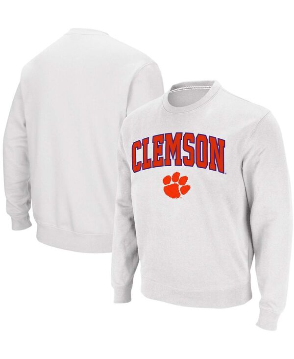 コロシアム メンズ アウター パーカー・スウェット スウェット シャツ ロゴ Colosseum Men's Clemson Tigers Arch & Logo Pullover Sweatshirt White ホワイト