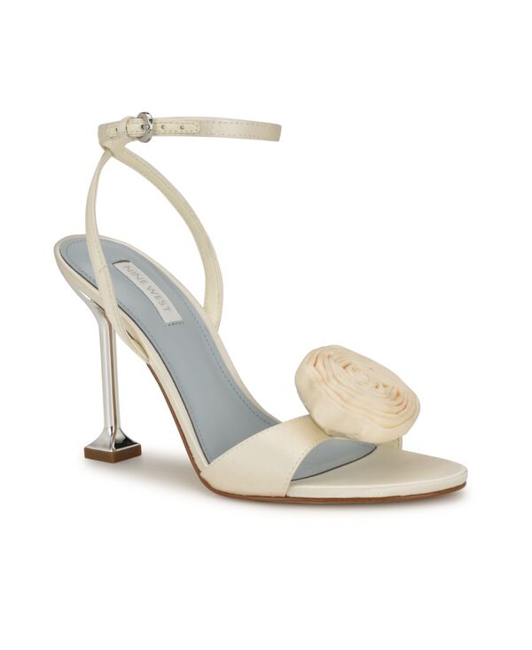 ナインウェスト レディース シューズ サンダル アンクル Nine West Women's Neve Bridal Almond Toe Ankle Dress Sandals Ivory Satin アイボリー