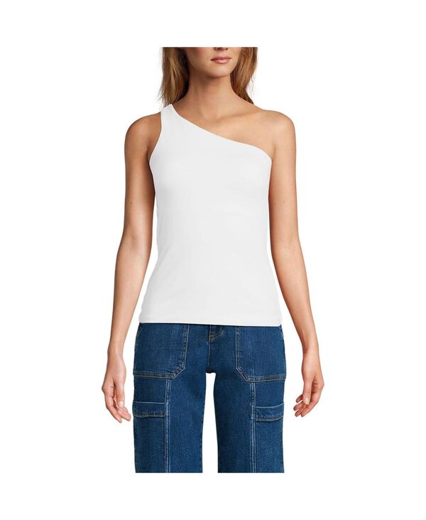 ランズエンド レディース トップス シャツ Lands' End Women's Slender One Shoulder Top White ホワイト