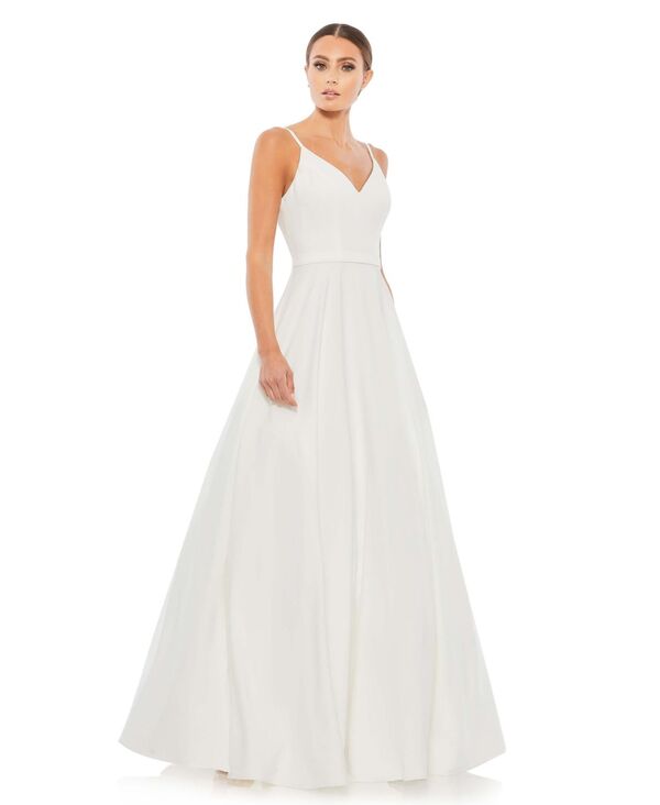 マックダガル レディース トップス ワンピース Vネック A ライン Mac Duggal Women's Ieena Classic A-Line V-Neck Ballgown White ホワイト｜ReVida 店 64,240円