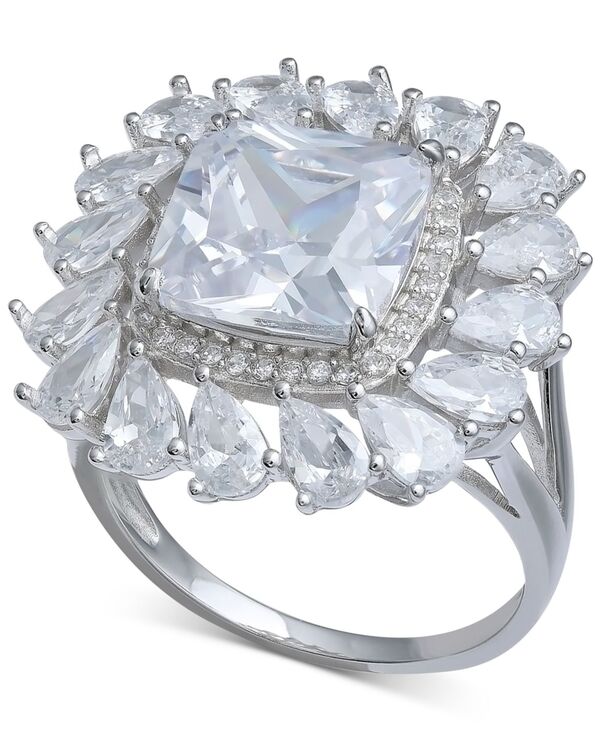【送料無料】 ジャーニ ベルニーニ レディース リング アクセサリー Cubic Zirconia Cushion & Pear Halo Statement Ring in Sterling Silver Sterling Silver