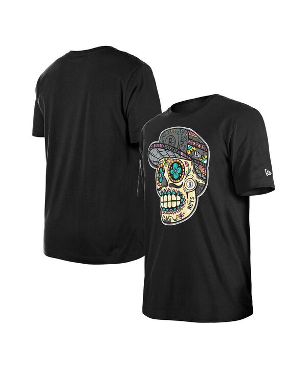 【送料無料】 ニューエラ メンズ Tシャツ トップス Men's and Women's Black Brooklyn Nets Sugar Skull T-Shirt Black