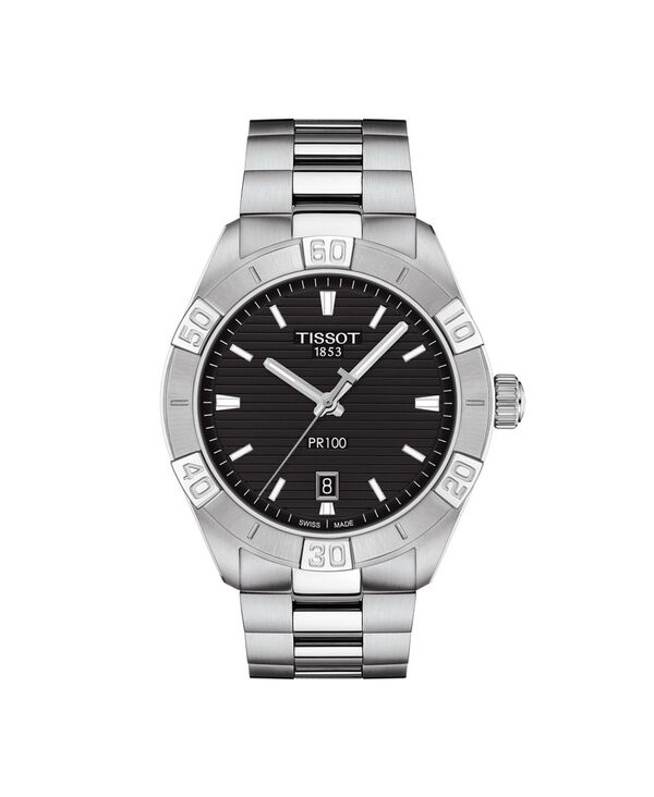 【貨物輸送無料】 ティソット メンズ ウオッチ 付属品 Men\u0027s Swiss PR 100 Sport Stainless Steel Bracelet Watch 42粍 Black