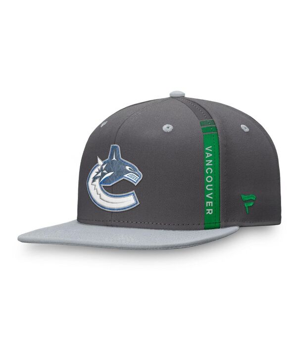 【送料無料】 ファナティクス メンズ 帽子 アクセサリー Men's Charcoal Vancouver Canucks Authentic Pro Home Ice Snapback Hat Charcoal