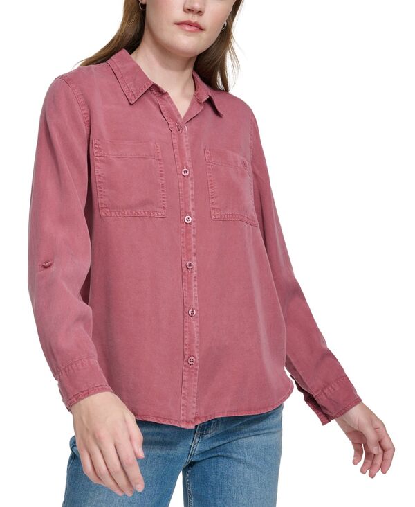 【送料無料】 カルバンクライン レディース シャツ トップス Petite Classic Button-Front Shirt Sedona|ReVida 店