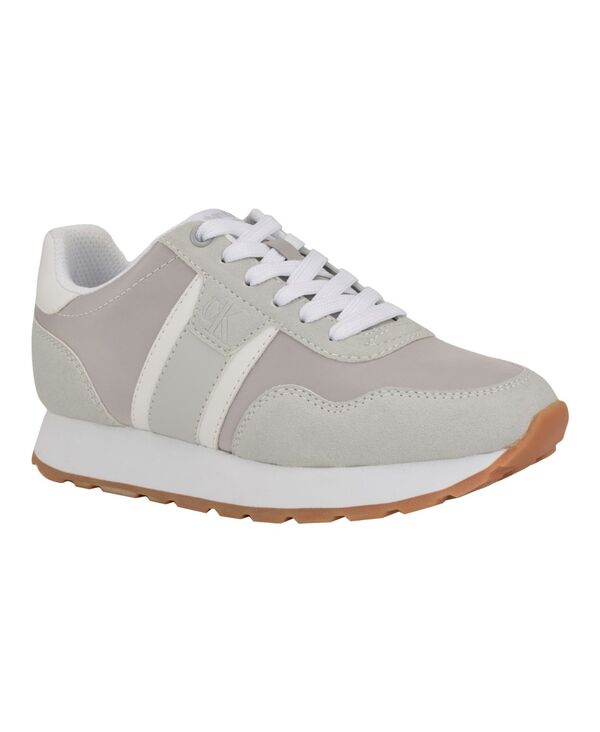 【貨物輸送無料】 カルバンクライン レディース スニーカー シューズ Women\u0027s Carene Round Toe Lace-up Casual Sneakers Light Grey