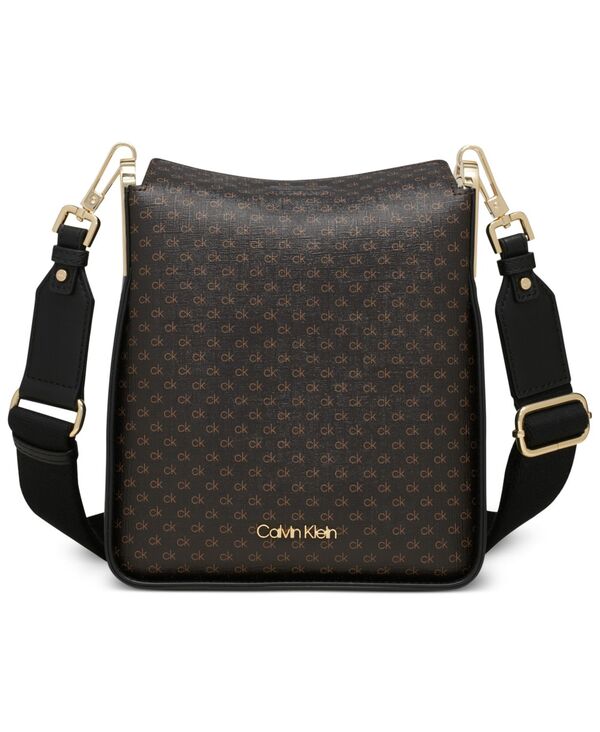 カルバンクライン レディース バッグ ショルダーバッグ ミニ Calvin Klein Fay Mini Signature Adjustable Crossbody with Magnetic Top Closure Brown Khk ブラウン