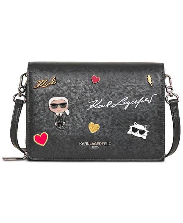 カール ラガーフェルド レディース バッグ ショルダーバッグ ミニ レザー KARL LAGERFELD PARIS Lourdes Mini Leather K-Pins Crossbody Black W/ Kpins ブラック