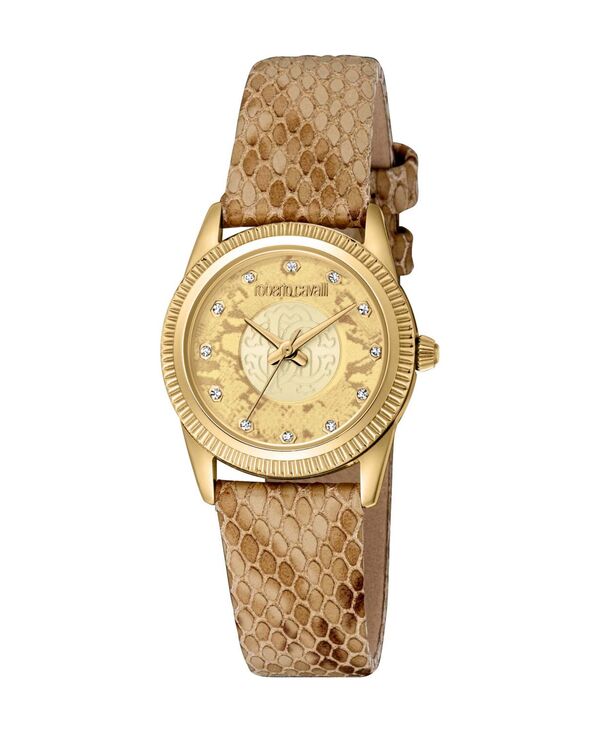 ロベルトカヴァリ レディース アクセサリー 腕時計 レザー Roberto Cavalli Women's Quartz Brown Leather Watch 28mm Gold ゴールド