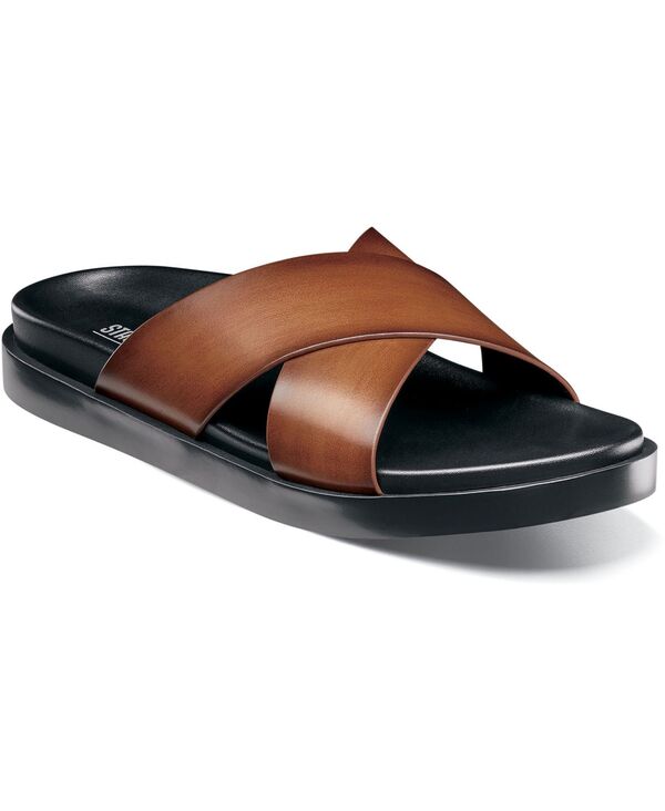 ステイシーアダムス メンズ シューズ サンダル Stacy Adams Men's Montel Cross Strap Slide Sandal Cognac