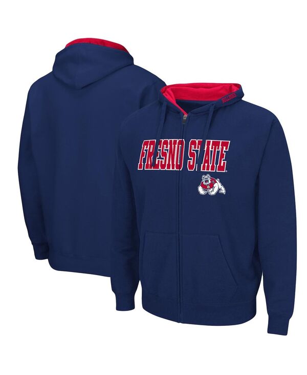 コロシアム メンズ アウター パーカー・スウェット ロゴ パーカー Colosseum Men's Navy Fresno State Bulldogs Arch & Logo 3.0 Full-Zip Hoodie Navy ネイビー
