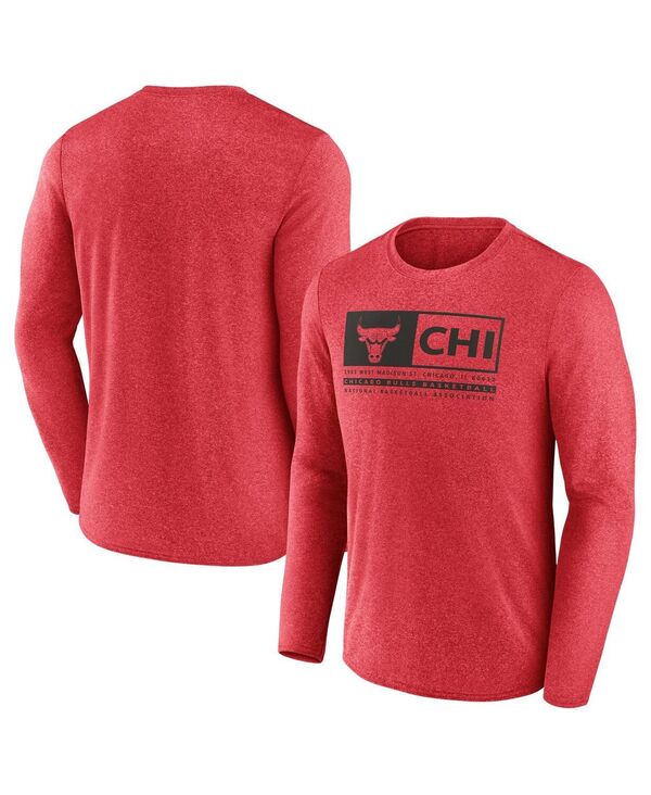 ファナティクス メンズ トップス Tシャツ Fanatics Men's Heather Red Chicago Bulls Three-Point Play T-shirt Heather Red ヘザー