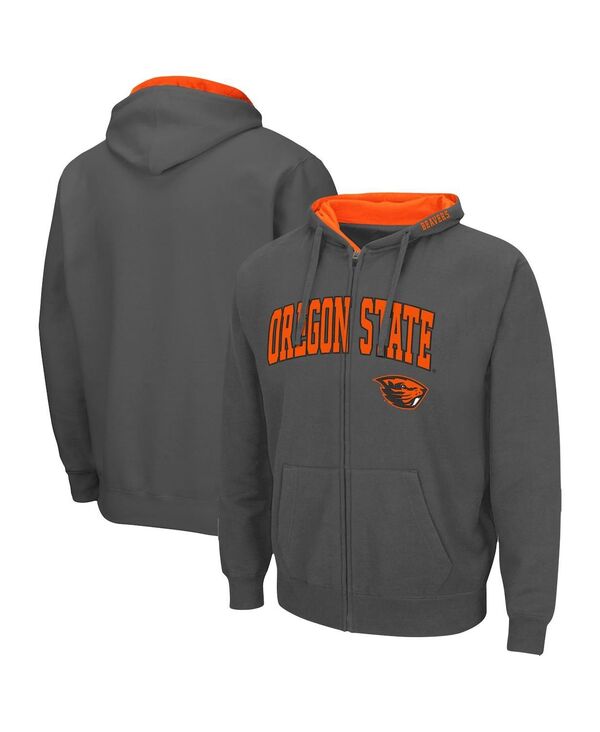 コロシアム メンズ アウター パーカー・スウェット ロゴ パーカー Colosseum Men's Charcoal Oregon State Beavers Arch & Logo 3.0 Full-Zip Hoodie Charcoal チャコール