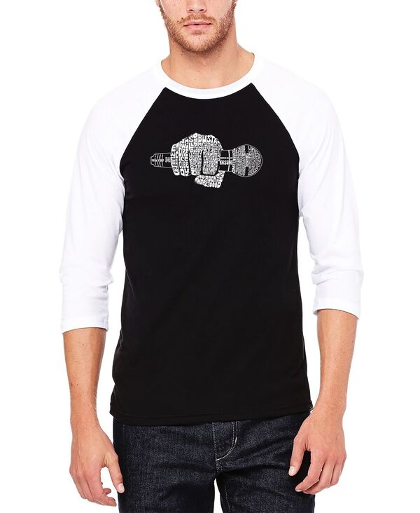 エルエーポップアート メンズ トップス Tシャツ LA Pop Art Men's 90's Rappers Raglan Baseball Word Art T-shirt Black White ホワイト