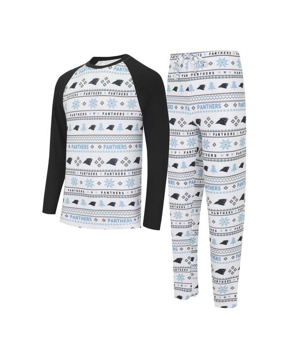 コンセプツ スポーツ メンズ トップス Tシャツ パンツ シャツ Concepts Sport Men's White Black Carolina Panthers Tinsel&nbsp;Raglan Long Sleeve T-shirt and Pants Sleep Set White Black ホワイト