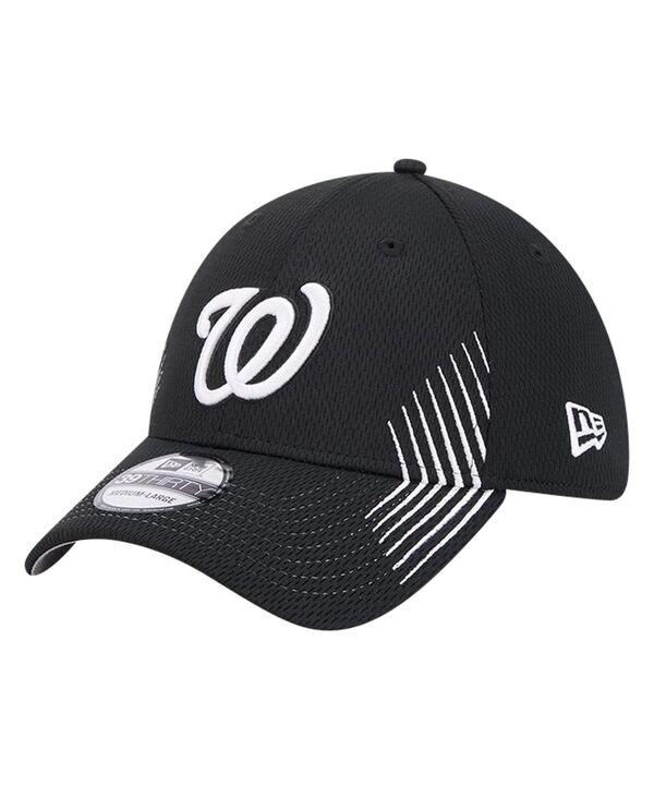 ニューエラ メンズ アクセサリー 帽子 New Era Men's Black Washington Nationals Active Dash Mark 39THIRTY Flex Hat Black ブラック|ReVida 店