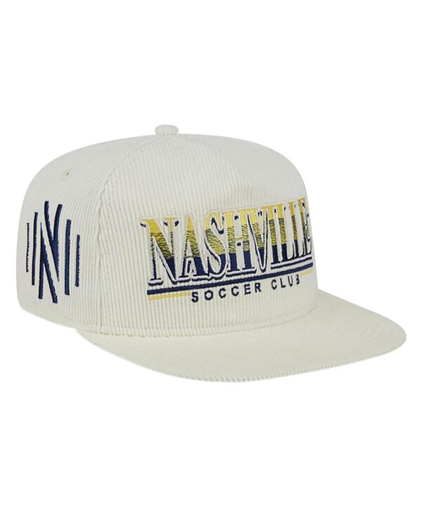 ニューエラ メンズ アクセサリー 帽子 コーデュロイ New Era Men's White Nashville SC Throwback Corduroy Golfer Adjustable Hat White ホワイト|ReVida 店