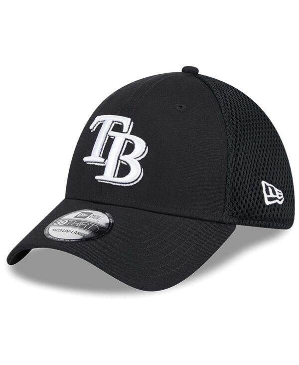 ニューエラ メンズ アクセサリー 帽子 New Era Men's Tampa Bay Rays Evergreen Black White Neo 39THIRTY Flex Hat Black ブラック｜ReVida 店