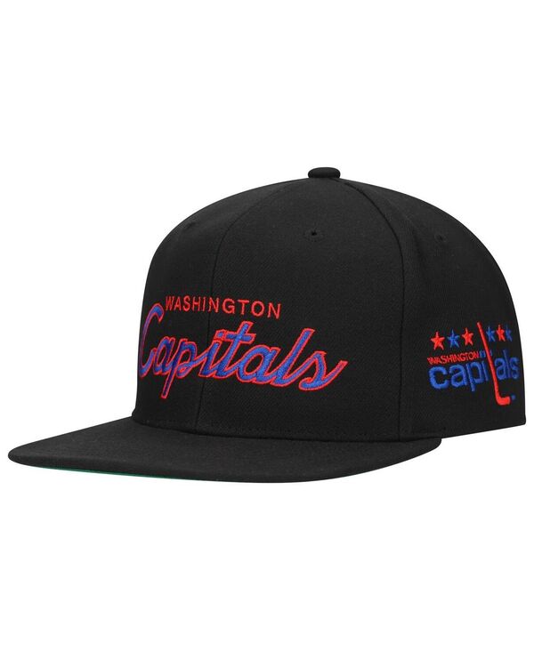 ミッチェル&ネス メンズ アクセサリー 帽子 キャップ Mitchell & Ness Men's Black Washington Capitals Core Team Script 2.0 Snapback Hat Black ブラック｜ReVida 店 8,151円