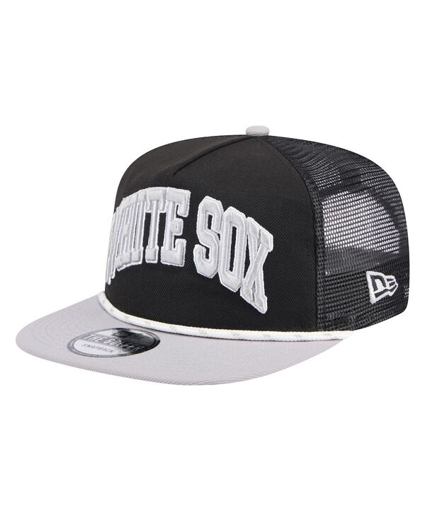 ニューエラ メンズ アクセサリー 帽子 メッシュ New Era Men's Black Chicago White Sox Throwback Meshback Golfer Hat Black Gray ブラック｜ReVida 店