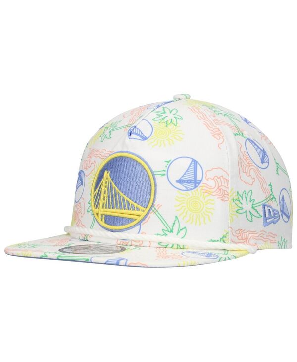 ニューエラ メンズ アクセサリー 帽子 New Era Men's White Golden State Warriors Palm Trees and Waves Golfer Adjustable Hat White ホワイト