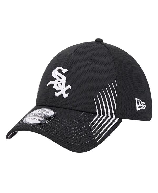 ニューエラ メンズ アクセサリー 帽子 New Era Men's Black Chicago White Sox Active Dash Mark 39THIRTY Flex Hat Black ブラック|ReVida 店