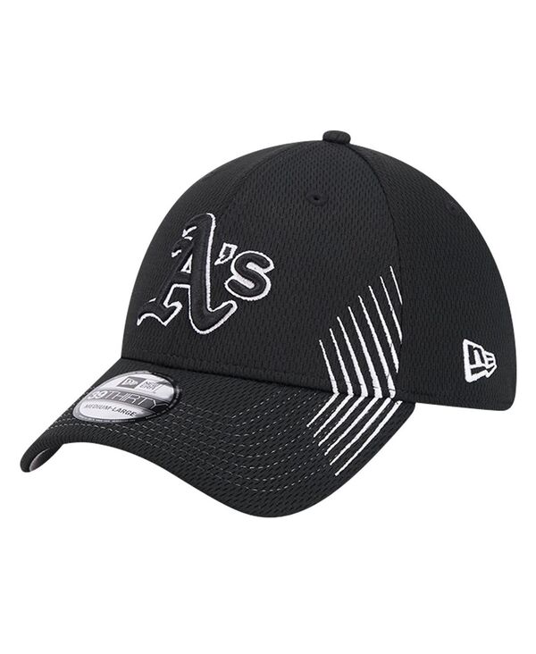 ニューエラ メンズ アクセサリー 帽子 New Era Men's Black Oakland Athletics Active Dash Mark 39THIRTY Flex Hat Black ブラック｜ReVida 店