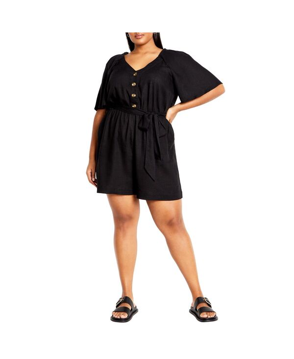 シティーシック レディース ボトムス ハーフパンツ・ショーツ プラスサイズ ロンパース CITY CHIC Plus Size Brielle Romper Black ブラック|ReVida 店