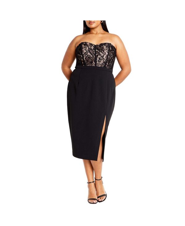 シティーシック レディース トップス ワンピース プラスサイズ CITY CHIC Plus Size Perfect Date Dress Black ブラック